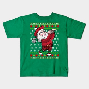 Golf Santa Claus Golfer Golfing Ugly Christmas Sweater Kids T-Shirt